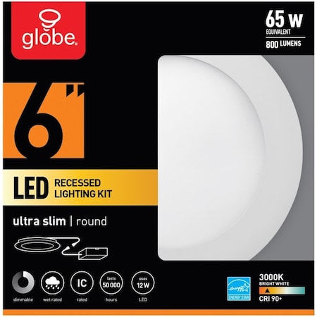 Or 6 in. Metal LED Recessed Light, Frost White - 65 watt OR3299873